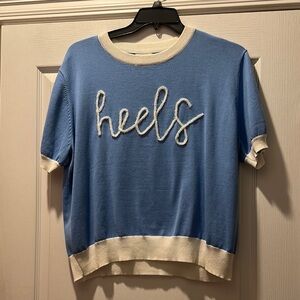 Queen of Sparkles Blue and White 'Heels' Top